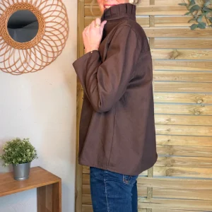 ⚡️ ARRIVAGE - Veste / Chemise en coton, col victorien volanté Beige taupe HILLARY - Choco