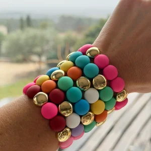 Bracelet élastiqué perles plates NINA