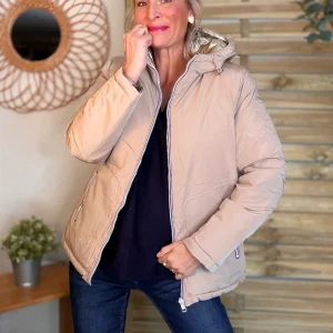 Doudoune imperméable réversible longue ANGÈLE COURT - Beige - MELYA MELODY