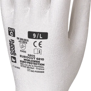 Gants EUROCUT 6810, HDPA blanc, enduction palmaire en PU Blanc