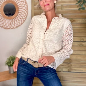 Blouse ajourée crochet ROMANE - SOLDES