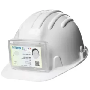 Porte badge pour casque de protection