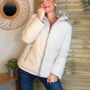 Doudoune imperméable réversible longue ANGÈLE COURT - Écru - MELYA MELODY - SOLDES