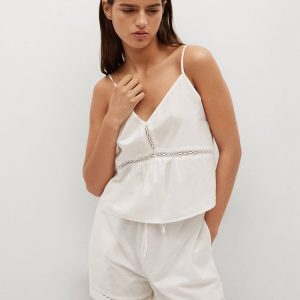 Pyjama ado fille blanc avec débardeur fin et short assorti