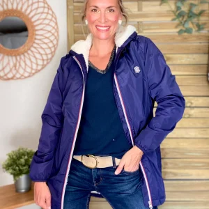 Parka Imperméable moumoute sherpa unisexe JEAN.NE - LE PETIT BRETON - Bleu Marine (Taille très grand) - SOLDES