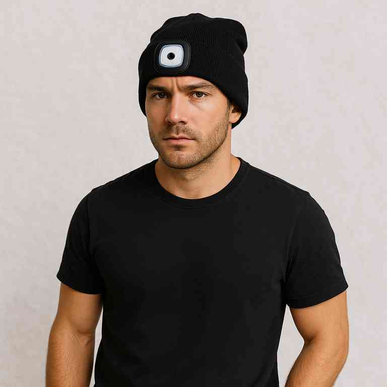 Bonnet avec Lampe Frontale Noir – Image 2