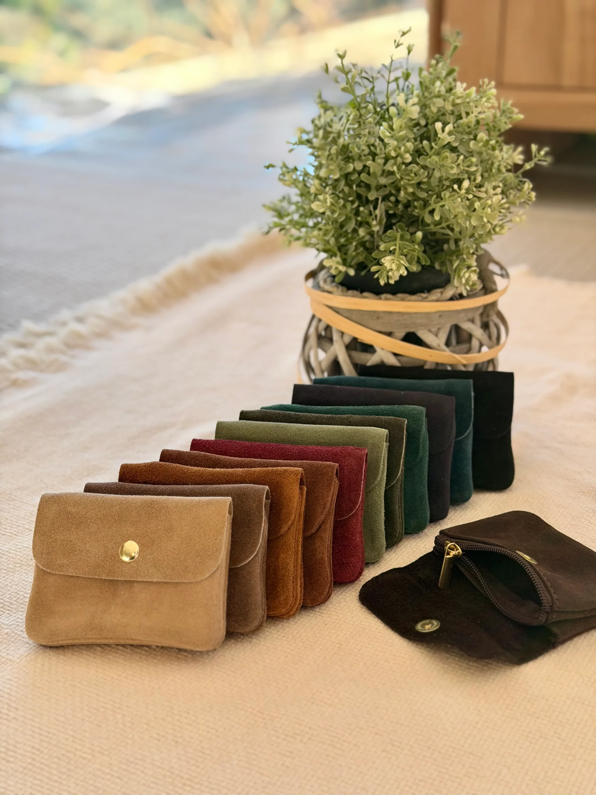 Porte monnaie / porte carte en cuir daim ACHILLE