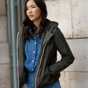 Parka Imperméable LOUISE COURT fourré - Kaki - LAURA JO (DÉSTOCKAGE Taille L)