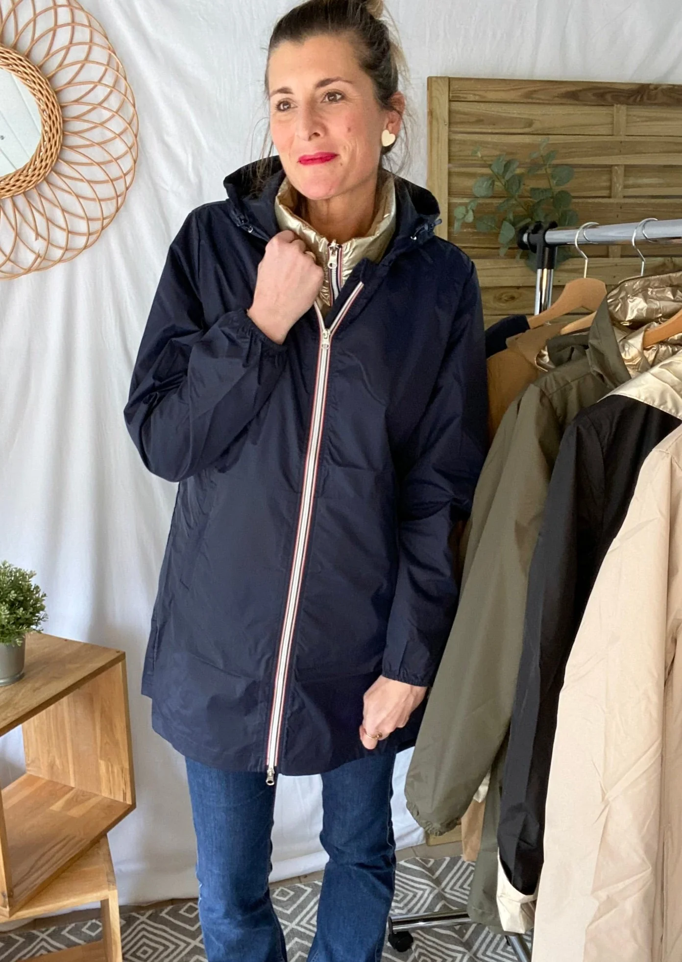 Coupe vent imperméable ANNA LONG léger LAURA JO - Bleu marine