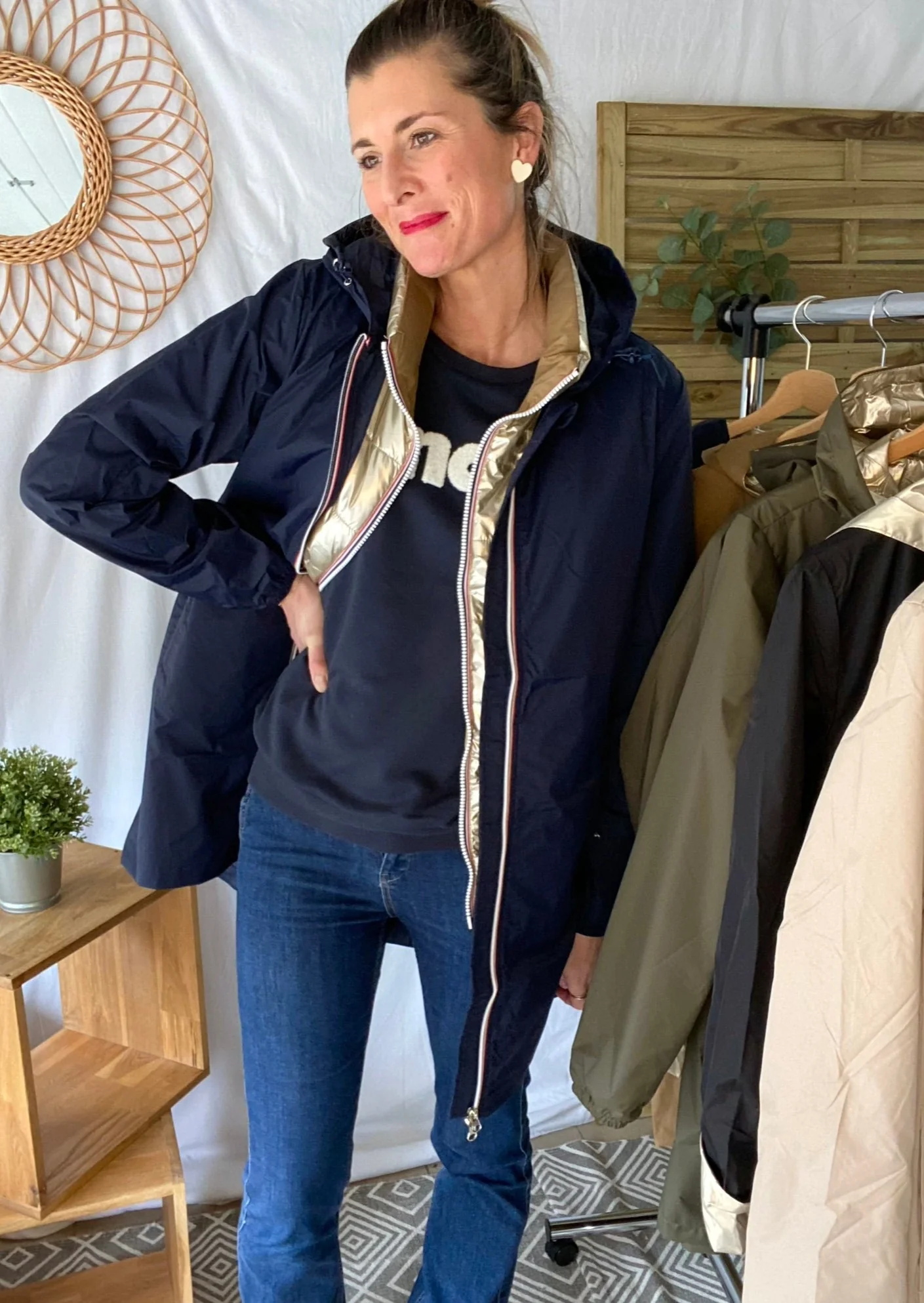 Coupe vent imperméable ANNA LONG léger LAURA JO - Bleu marine – Image 3