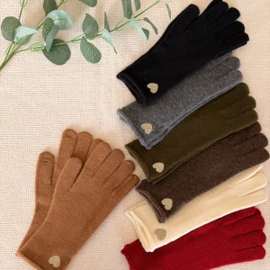 Gants CHLOÉ avec coeur doré brodé 💛 et ouverture index et pouce 👌🏼