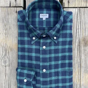 Chemise Gianni en coton gratté – bleu/vert