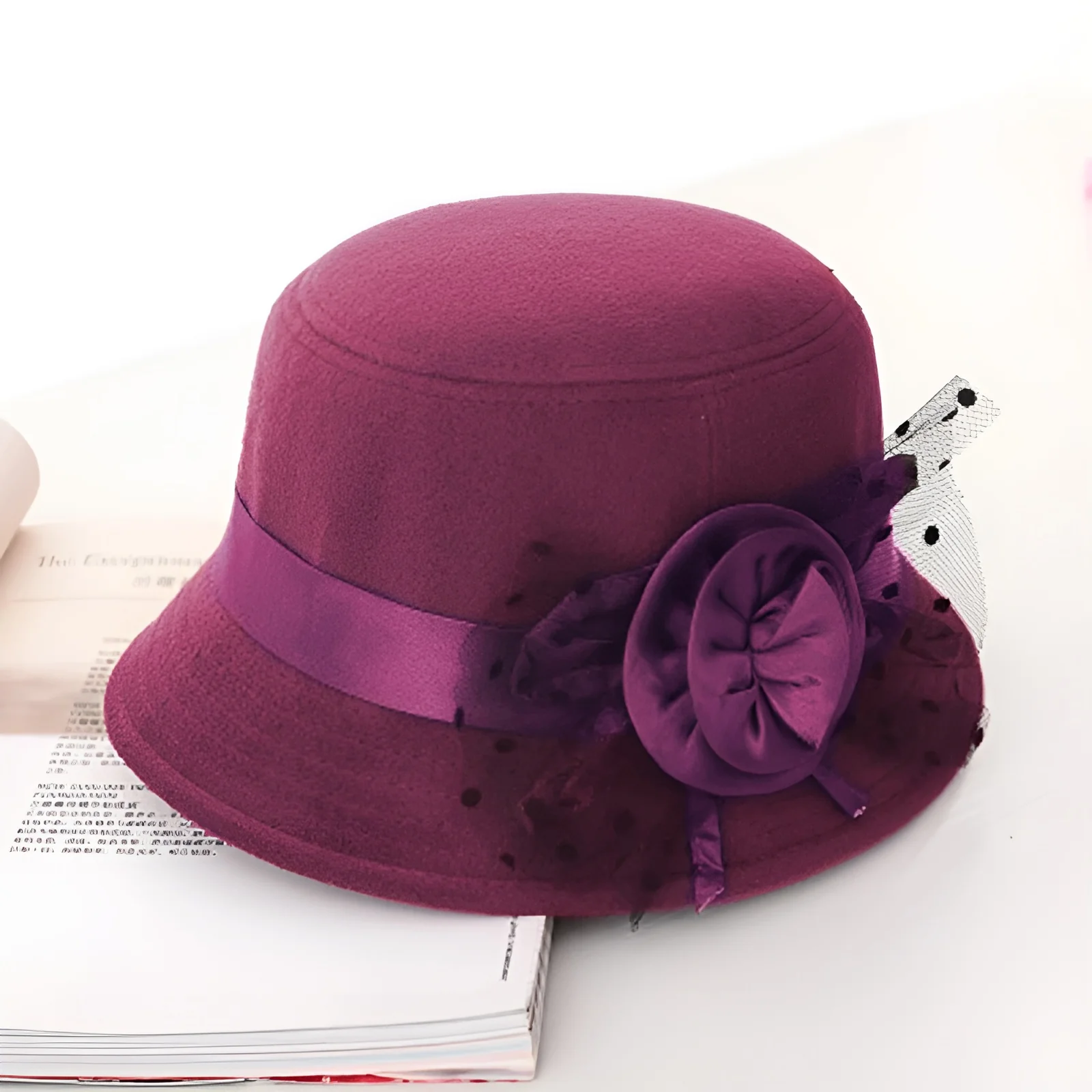 Chapeau Melon Cloche Femme Fleur – Image 5