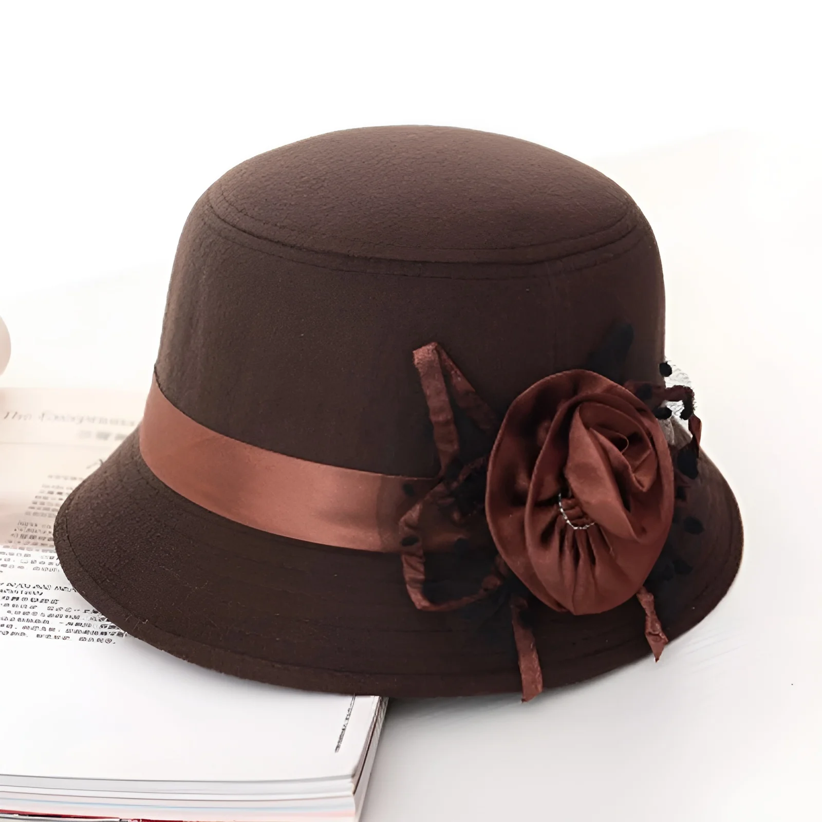 Chapeau Melon Cloche Femme Fleur – Image 6