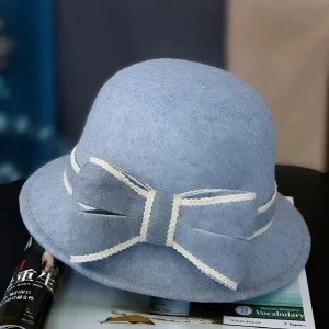 Chapeau Melon Cloche Femme Noeud Hiver