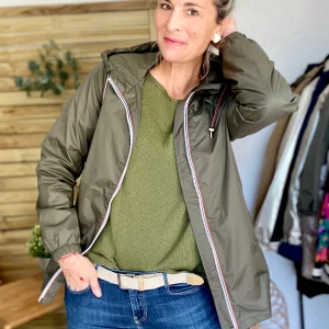 Imperméable mi-saison doublé SOLINE MI-LONG - Kaki - LAURA JO