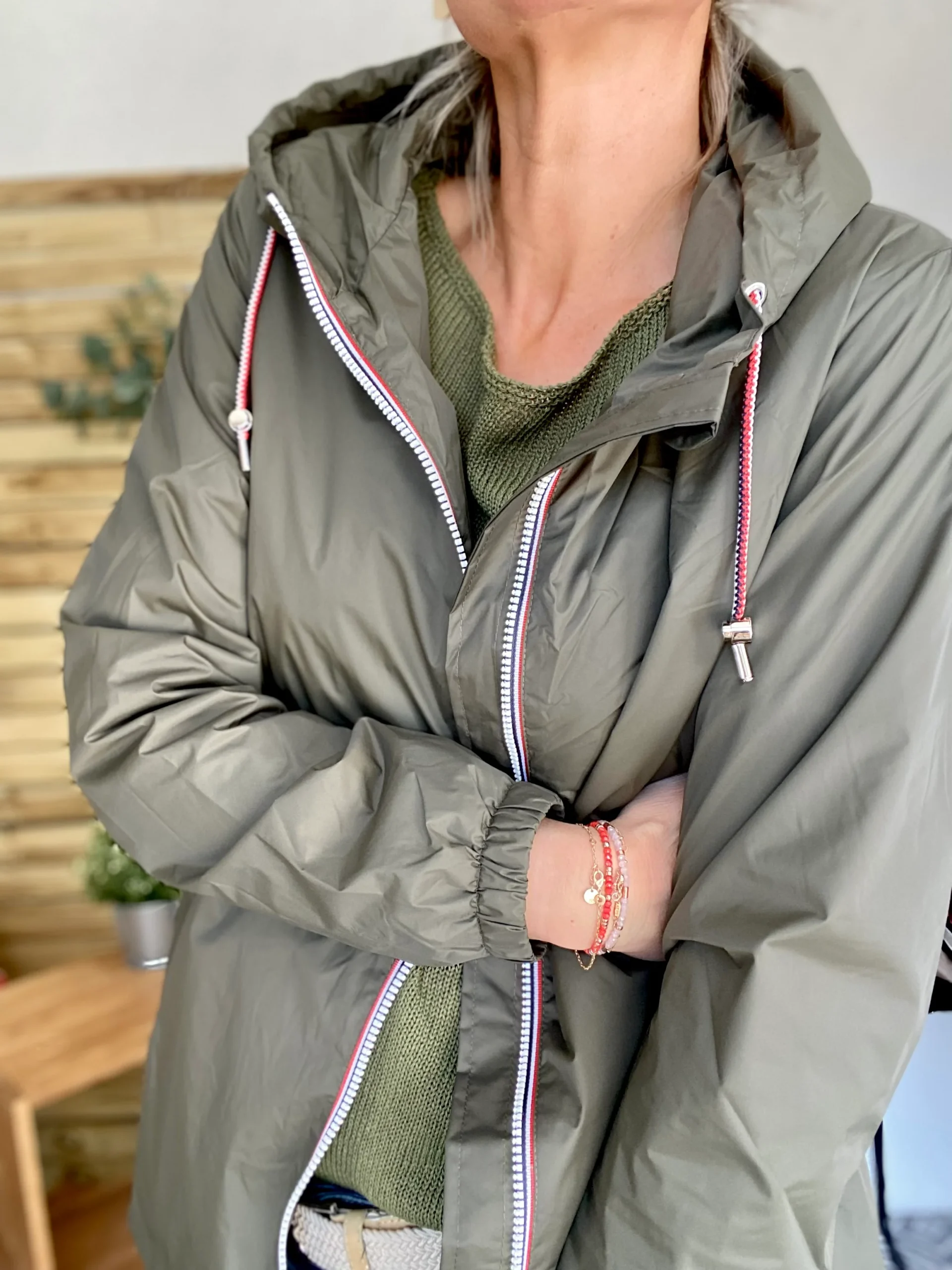 Imperméable mi-saison doublé SOLINE MI-LONG - Kaki - LAURA JO – Image 2