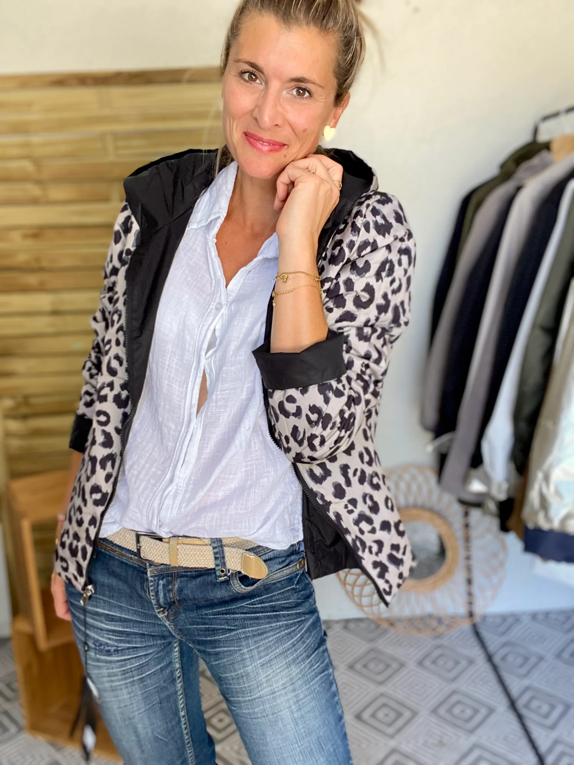 Imperméable réversible rembourré LOUISON COURT - Noir / léo - LAURA JO - DÉSTOCKAGE sur Taille XXXXL – Image 2