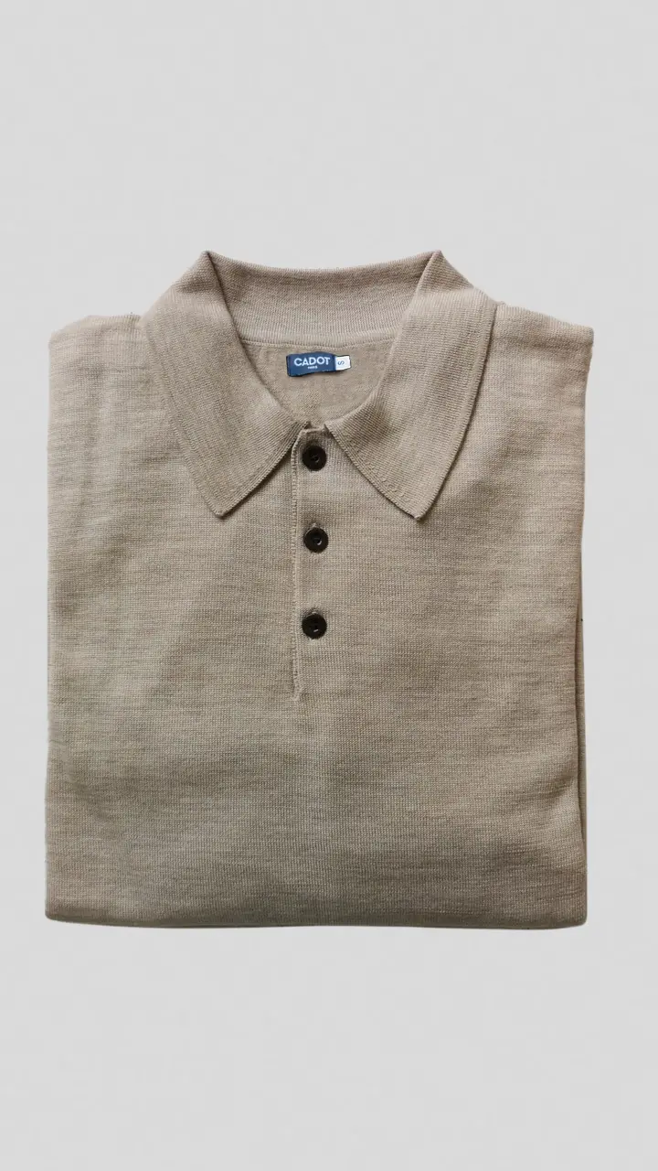 Polo en laine Mérinos – beige