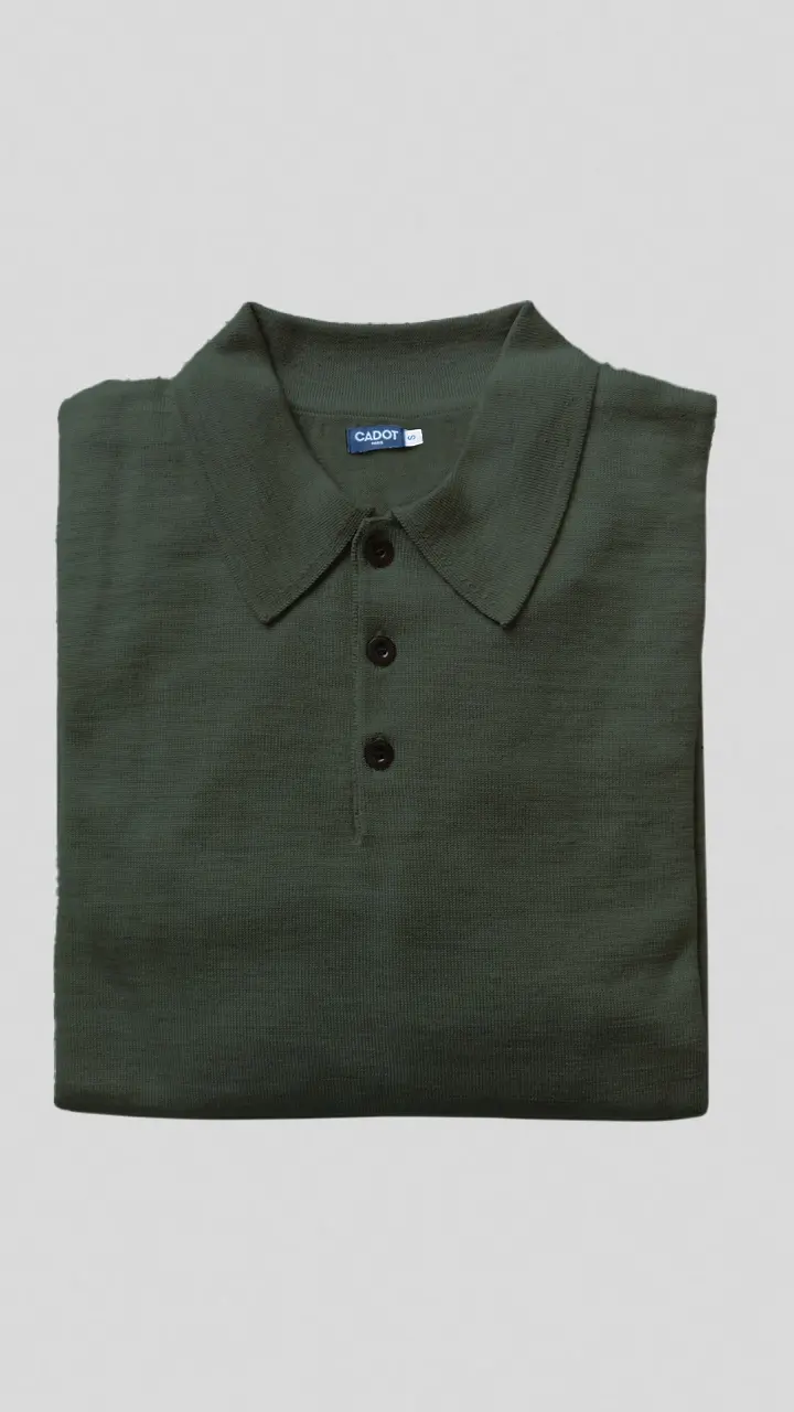 Polo en laine Mérinos – olive