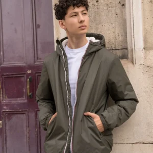 Parka Imperméable Homme LOUIS* COURT Kaki / sherpa écru LAURA JO (DÉSTOCKAGE Taille XL)