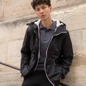 Parka Imperméable Homme LOUIS* COURT  Noir / sherpa écru - LAURA JO