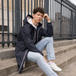 Parka Imperméable Homme LOUIS* LONG Bleu marine / sherpa écru - LAURA JO - DÉSTOCKAGE sur Taille S