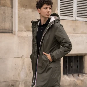 Parka Imperméable Homme LOUIS* LONG Kaki / sherpa écru - LAURA JO - DÉSTOCKAGE sur Taille S