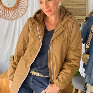 Parka Imperméable LOUISE LONG fourré - Camel - LAURA JO - DÉSTOCKAGE sur Taille S
