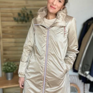 Parka Imperméable THELMA LONG fourrée - Sable irisé - LAURA JO (DÉSTOCKAGE sur Tailles S et 4XL)