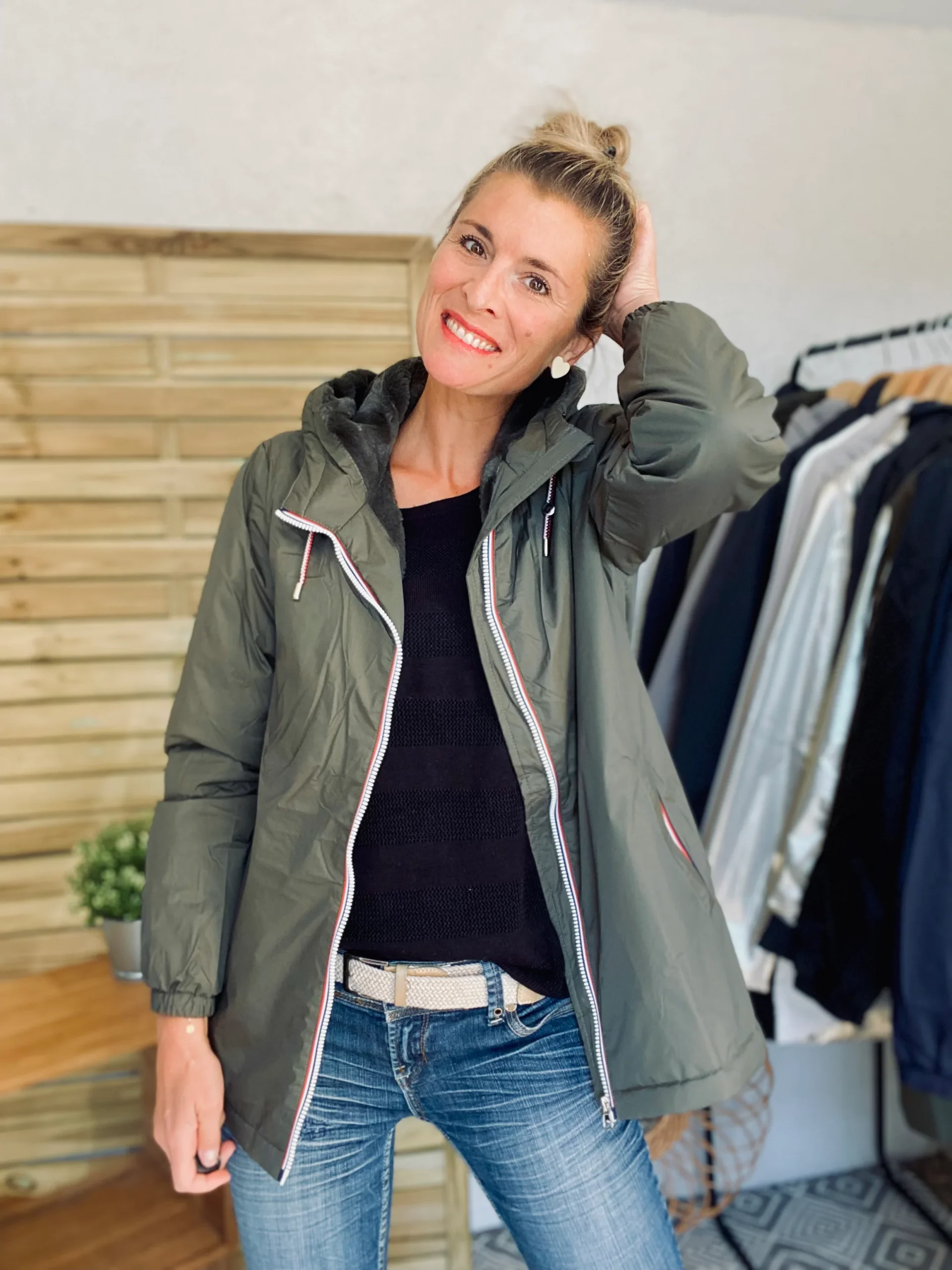 Parka Imperméable THELMA MI-LONG fourré - Kaki - LAURA JO