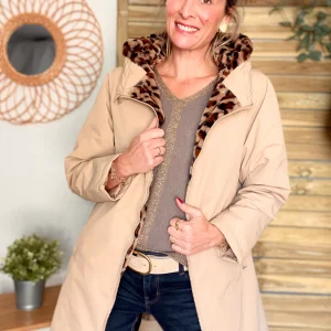Parka déperlante fourrée Léo ALBANE - Beige - DÉSTOCKAGE sur Tailles L et XL