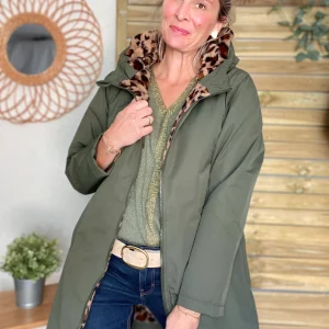 Parka déperlante fourrée Léo ALBANE - Kaki - DÉSTOCKAGE sur Taille XL