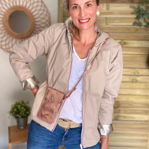 Pochette bandoulière en cuir irisé - FLORE Rose Gold