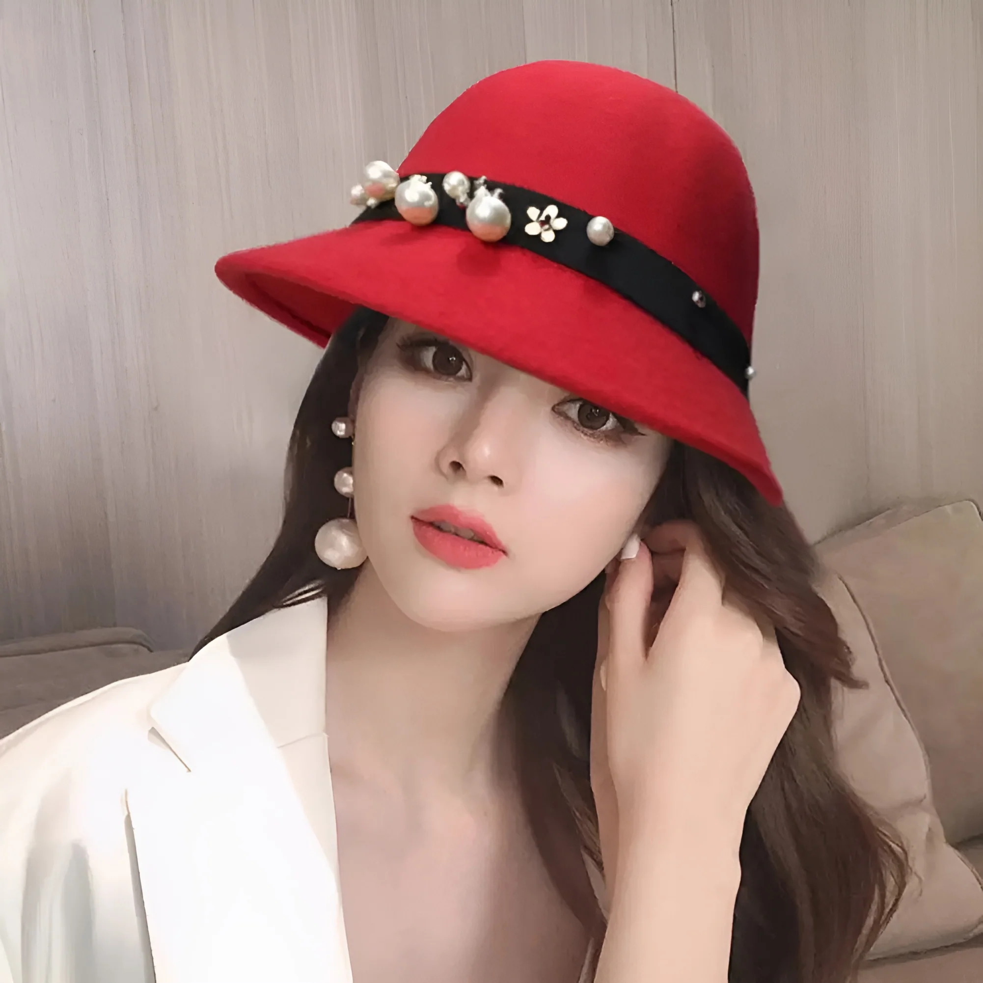 Chapeau Melon Cloche Femme - Perle – Image 3