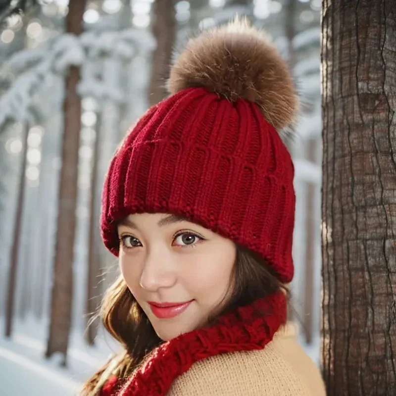 Bonnet Femme en Maille Classique avec Pompon - Glacie – Image 4