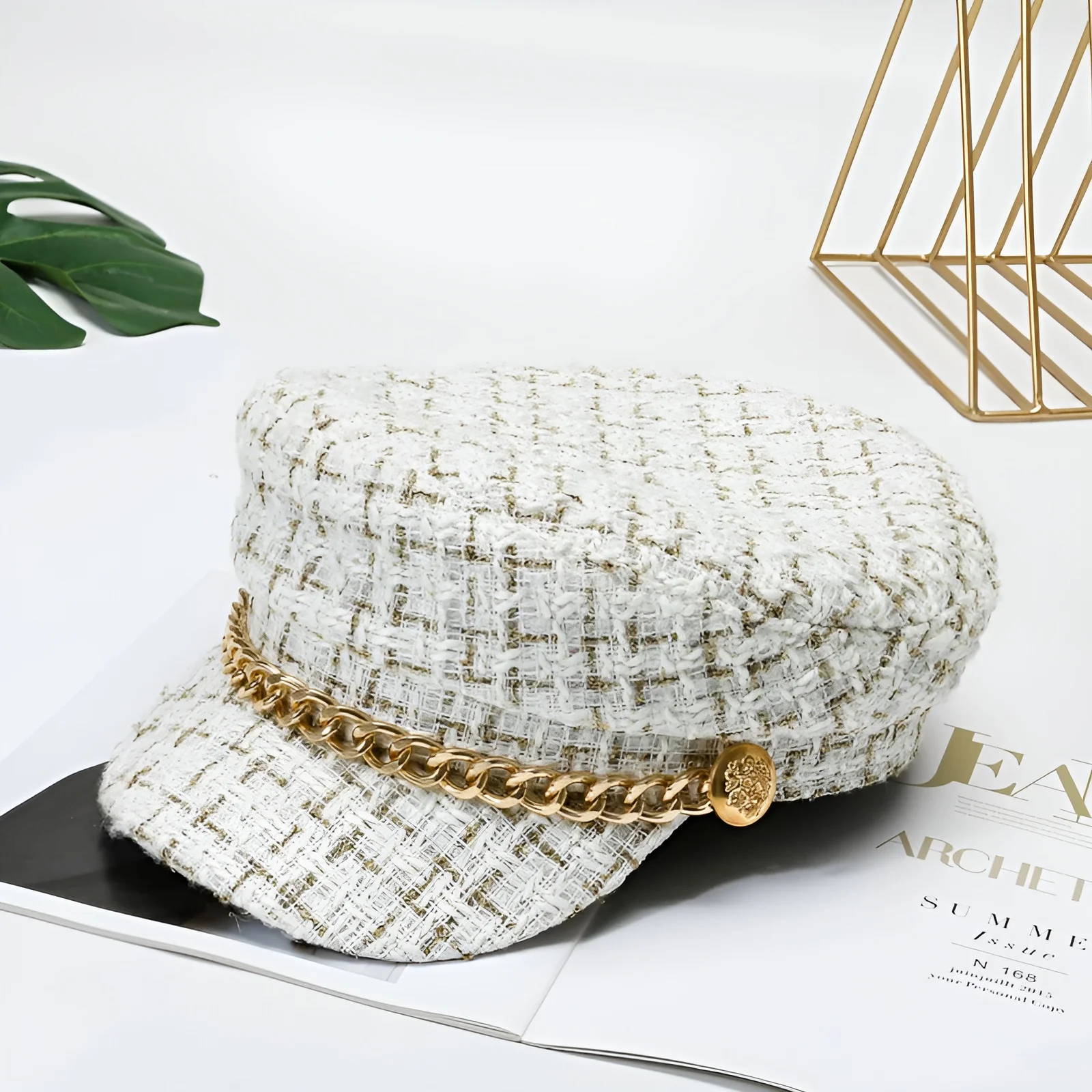 Béret Casquette Gavroche Femme à Chaine – Image 6