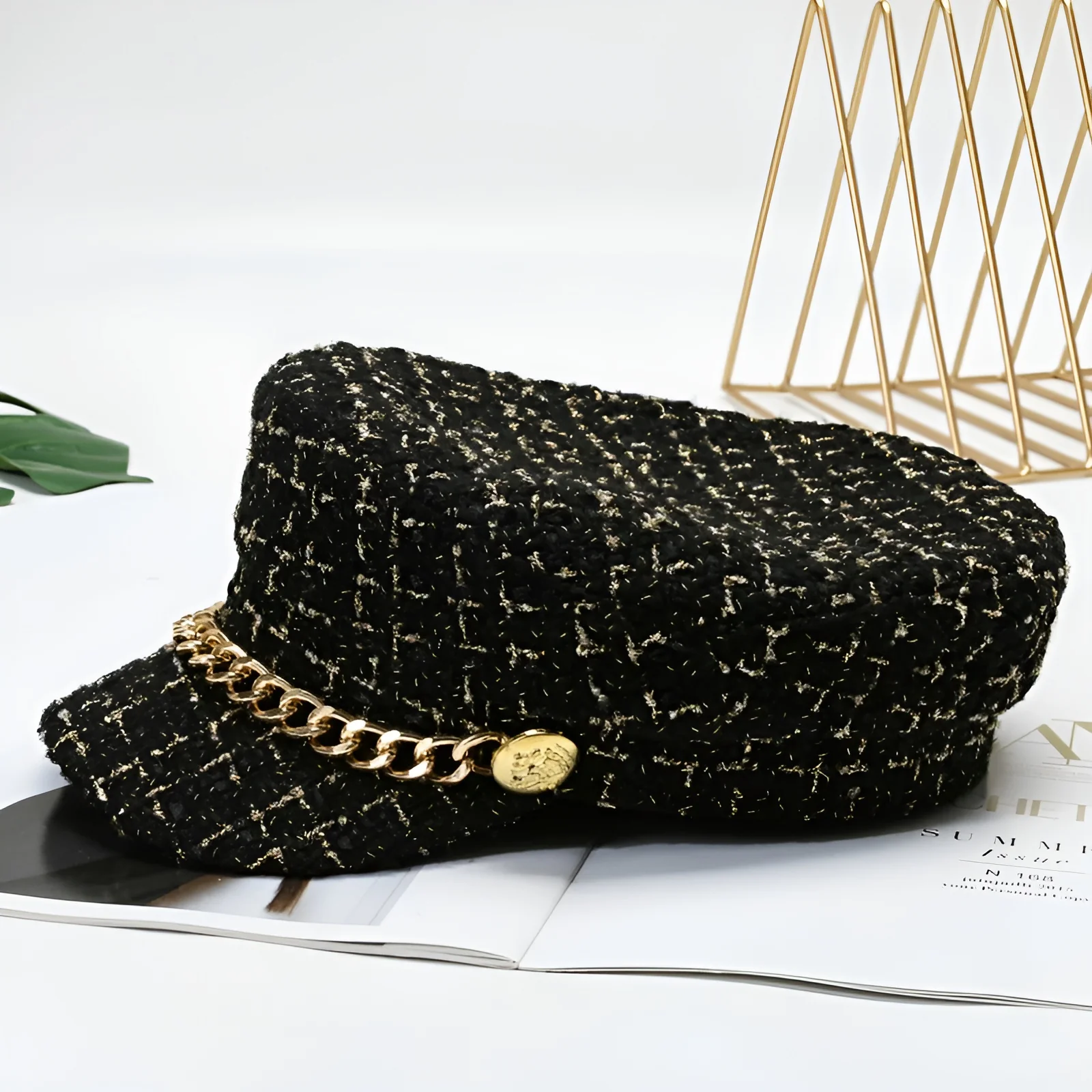 Béret Casquette Gavroche Femme à Chaine – Image 3