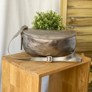 Sac banane L en cuir irisé 28cm - JOYCE - Argent (6 coloris)