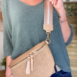 Sac banane effet paille et simili - KELLY - Champagne