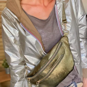 Sac banane en cuir irisé ERYN - Kaki (9 coloris)