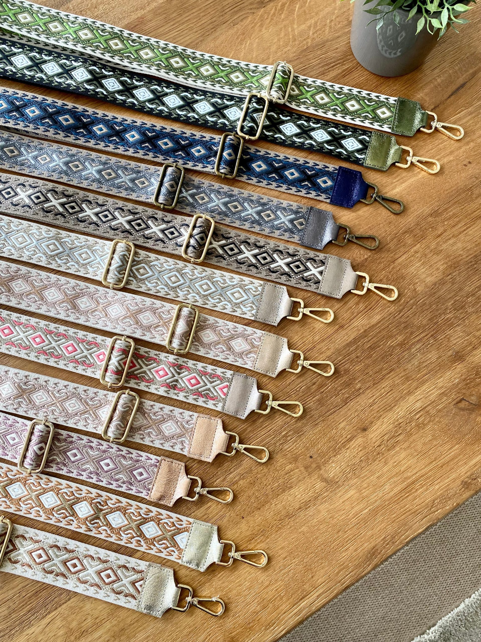 Sangle / Bandoulière en cuir irisé pour sacs/ bananes - JOEY (losanges fins) – Image 2