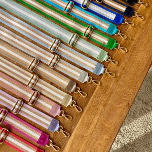 Sangle / Bandoulière rayée avec empiècement cuir irisé - RUBY - SOLDES