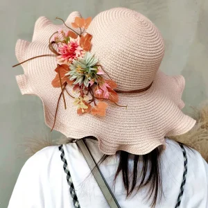 Chapeau de Paille Femme à Fleur Large Bord - Wavym