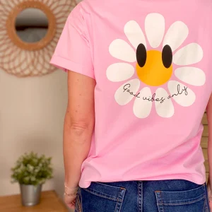Tee shirt Good Vibes MARGUERITE 🌼 Rose - SOLDES