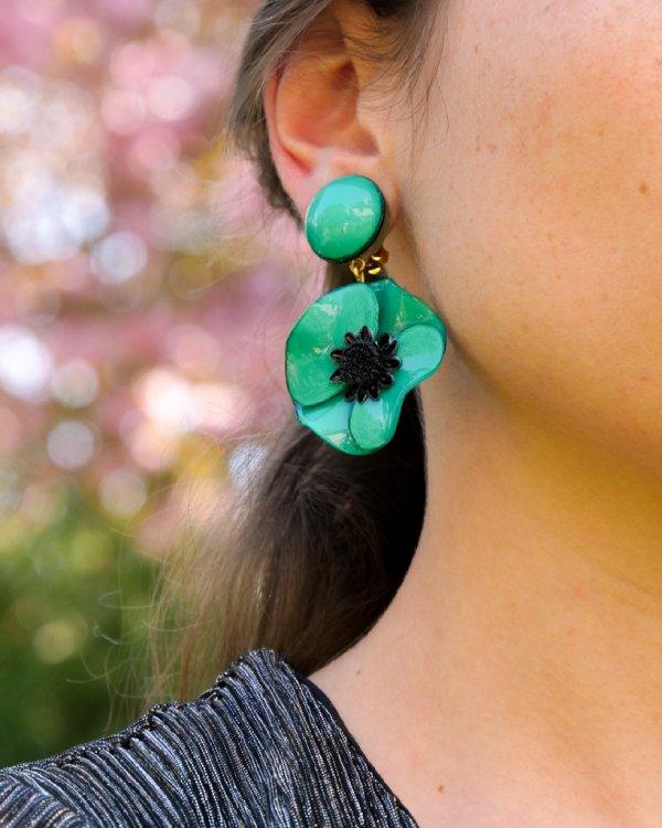 Boucle d'oreille fantaisie longue Anémone - Petit – Image 3
