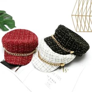 Béret Casquette Gavroche Femme à Chaine