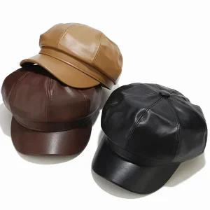 Béret Casquette Gavroche Femme CUIR