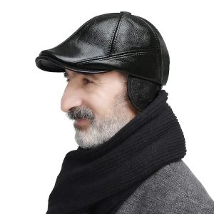 Béret en Cuir Homme - Cache Oreille