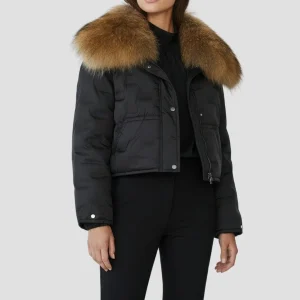 Blouson en fourrure femme court noir